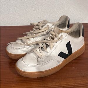 Veja Womens White Sneakers with Tan Soles